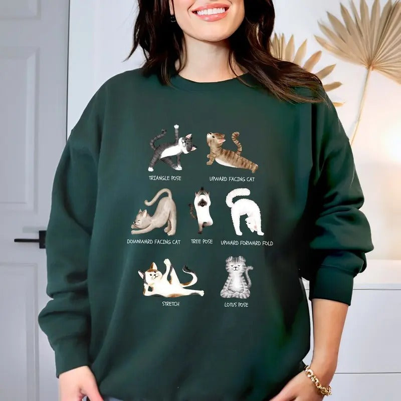 Cat Yoga Poses Namaste Yoga Cat Cute Yogi Cat Meditation Cat T-Shirts, Hoodie, Sweatshirt - T-Shirt, Sweatshirt, Hoodie