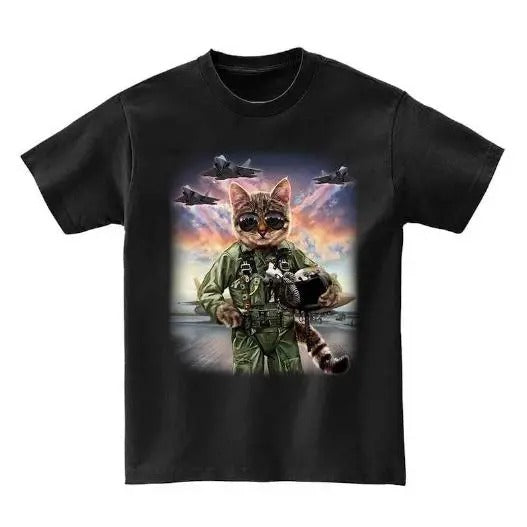 Cat As Jet Fighter Pilot Air Force Short Sleeve Made USA T-Shirts, Hoodie, Sweatshirt - T-Shirt, Sweatshirt, Hoodie