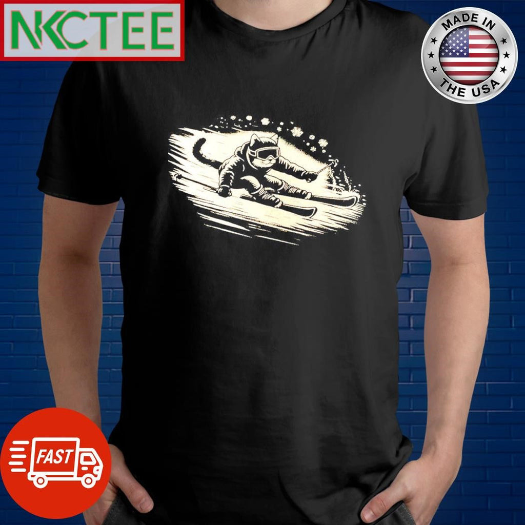 Cat is skiing shirt Unisex T-shirt, Sweatshirt, Hoodie, Long Sleeve Tee - T-Shirt, Sweatshirt, Hoodie
