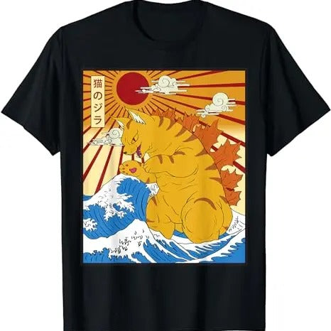 Catzilla Vintage Funny Cute Cat Art Japanese Sunset Shirt Funny Shirt Cat Japanese Art Shirt Anime Lover Kitty Kitten Lovers Fur Parents Pet Owners Shirt Cat Lover T-Shirts, Hoodie, Sweatshirt - T-Shirt, Sweatshirt, Hoodie