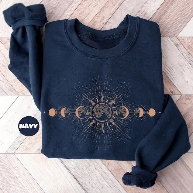 Celestial Moon Phase Boho Mystical Moon Sun Boho Moon Astronomy Spiritual Moon T-Shirts, Hoodie, Sweatshirt - T-Shirt, Sweatshirt, Hoodie