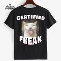 Certified Freak Shirt Cat Meme Offensive Memes Shirt Cat Meme Goofy Ahh Edging Casual Menswear Shirt Top Royal Blue Smooth T-Shirts, Hoodie, Sweatshirt - T-Shirt, Sweatshirt, Hoodie