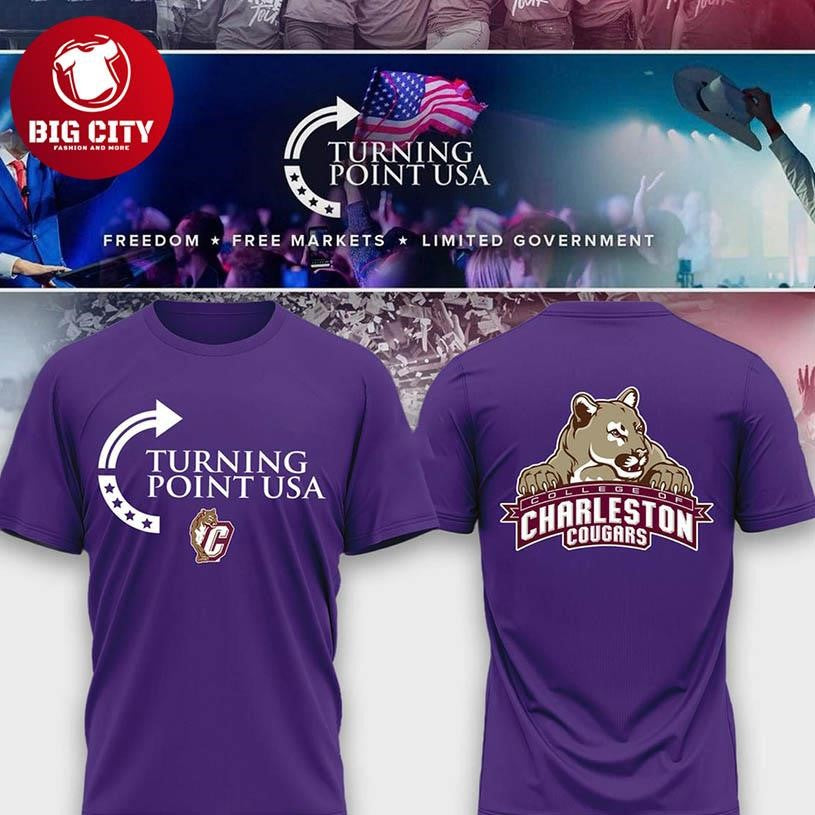 Charleston Cougars Charlie Kirk Turning Point USA Freedom Legacy Two Sided Shirt Unisex T-shirt, Sweatshirt, Hoodie, Long Sleeve Tee - T-Shirt, Sweatshirt, Hoodie