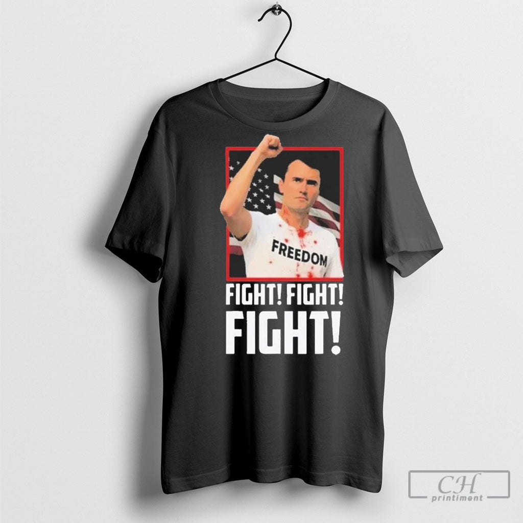 Charlie Kirk Fight Fight Fight Freedom Shirt Sweater Unisex T-shirt, Sweatshirt, Hoodie, Long Sleeve Tee - T-Shirt, Sweatshirt, Hoodie