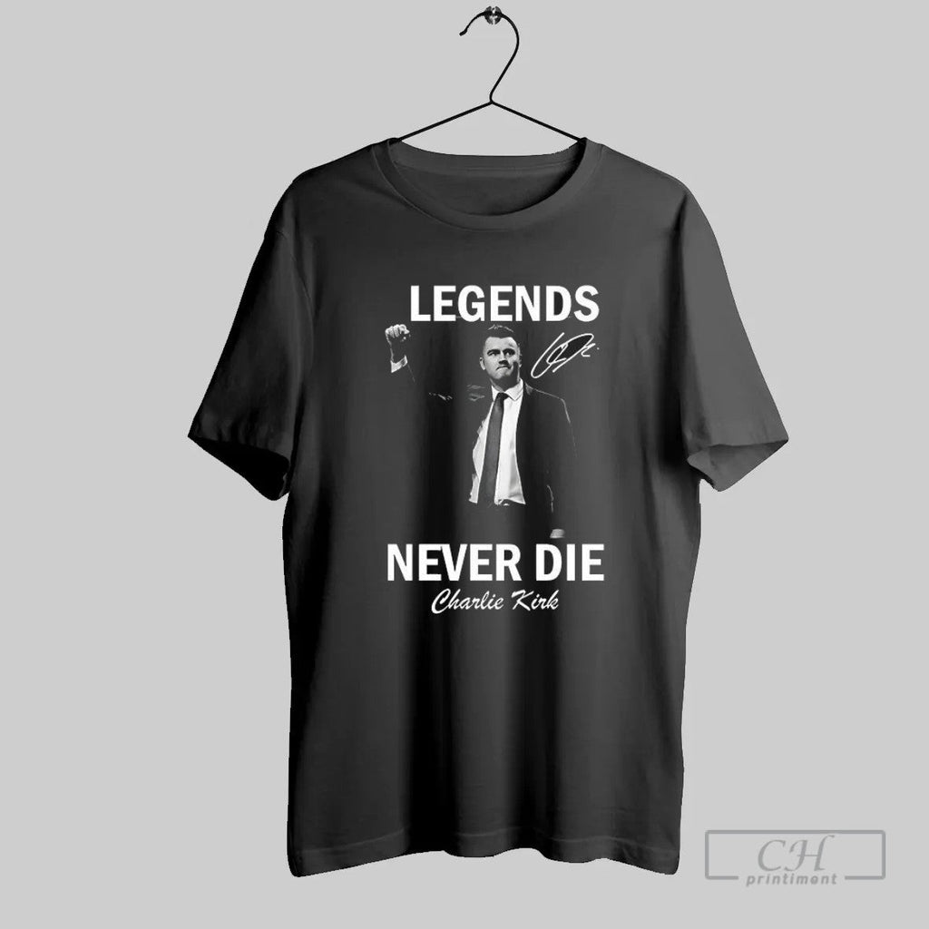 Charlie Kirk Legends Never Die Signature T Shirt Unisex T-shirt, Sweatshirt, Hoodie, Long Sleeve Tee - T-Shirt, Sweatshirt, Hoodie