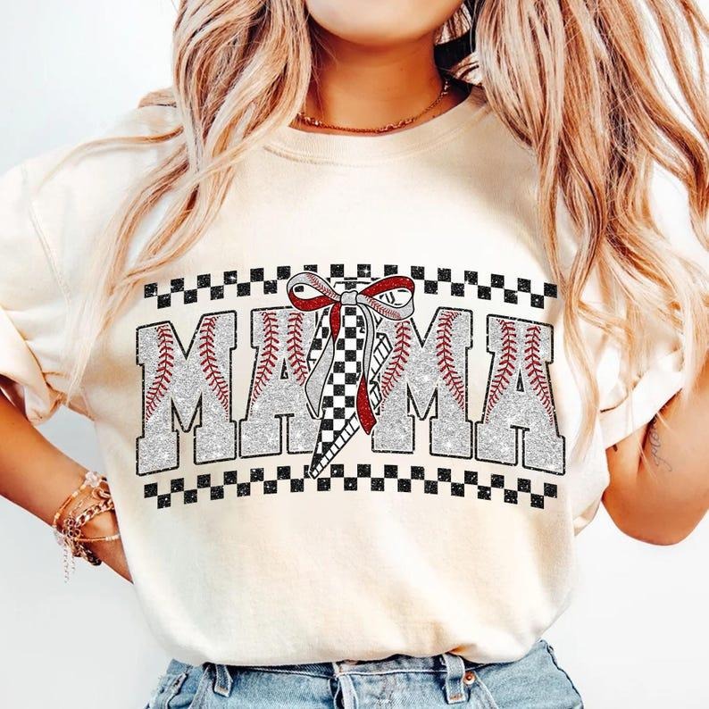 Checkered Baseball Mama Retro Game Day Baseball Bow T-Shirts, Hoodie, Sweatshirt - T-Shirt, Sweatshirt, Hoodie