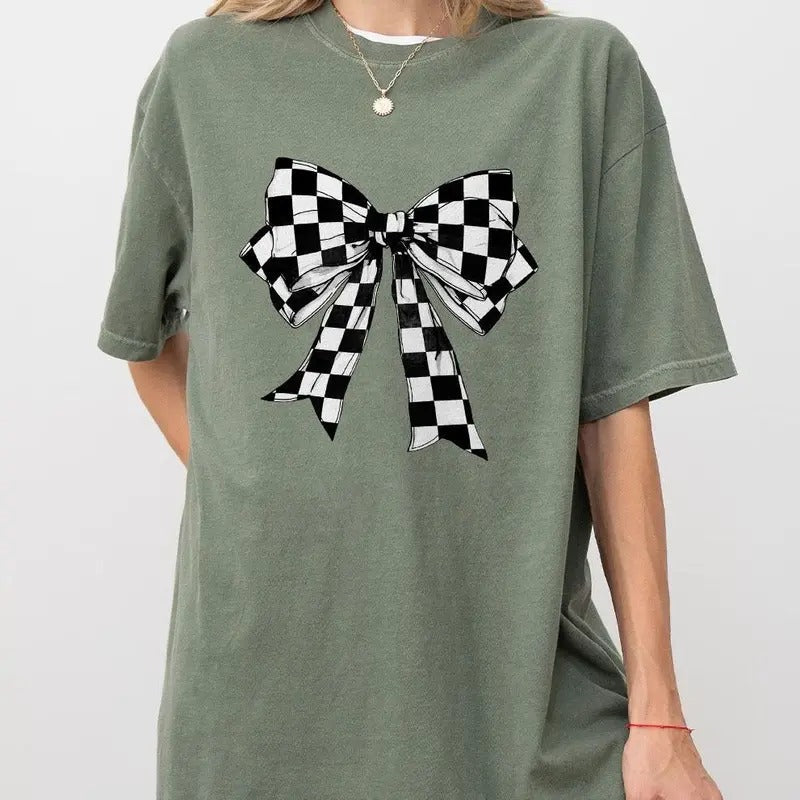 Checkered Coquette Bow Shirt Retro Shirts Coquette Her Coquette Mom Shirt Coquette Mama Coquette Comfort Checkered Ribbon Coquette Woman Shirt T-Shirts, Hoodie, Sweatshirt - T-Shirt, Sweatshirt, Hoodie