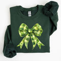 Checkered Coquette Bow Shamrock Clover Lucky Retro Lucky Irish Lucky Charm St Patrick'S Day Crew Neck T-Shirts, Hoodie, Sweatshirt - T-Shirt, Sweatshirt, Hoodie