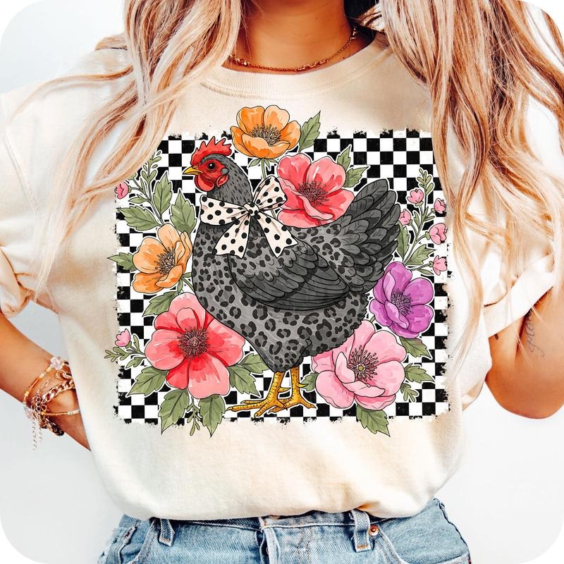 Checkered Flower Chicken Chicken Wildflower Shirt Chicken Lover Shirt Mom T-Shirts, Hoodie, Sweatshirt - T-Shirt, Sweatshirt, Hoodie