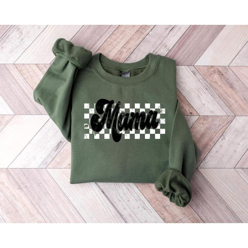 Checkered Mama Shirt Mom Retro Mom Mama Motherhood Mom T-Shirts, Hoodie, Sweatshirt - T-Shirt, Sweatshirt, Hoodie
