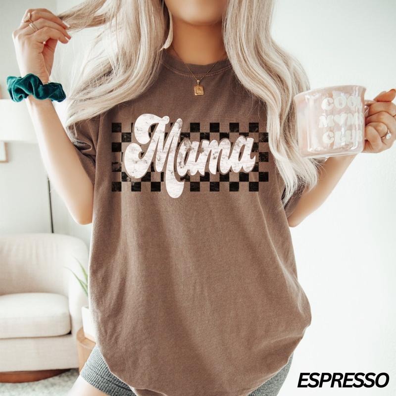Checkered Mama Shirt Retro Mama Shirt Mom Life Shirt Motherhood Shirt Mom Mom T-Shirts, Hoodie, Sweatshirt - T-Shirt, Sweatshirt, Hoodie
