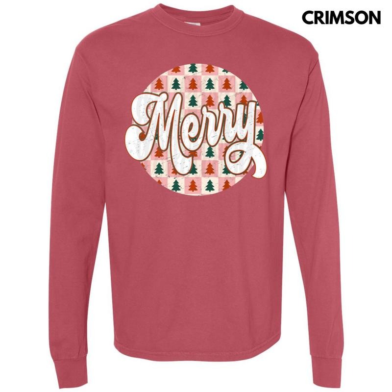 Checkered Merry Circle Long Sleeve Comfort Colors T-Shirts, Hoodie, Sweatshirt - T-Shirt, Sweatshirt, Hoodie