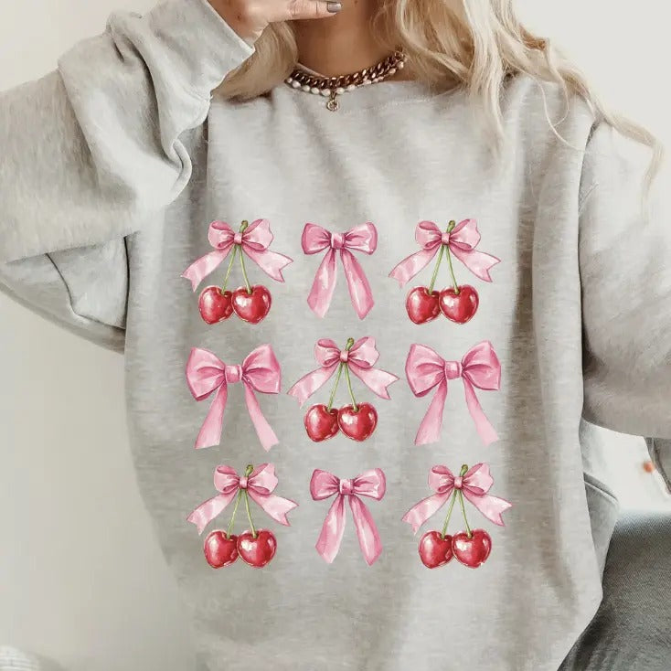 Cherry Bow ~ Relaxed Fit Printed USA Womenswear Casual Comfortable T-Shirts, Hoodie, Sweatshirt - T-Shirt, Sweatshirt, Hoodie