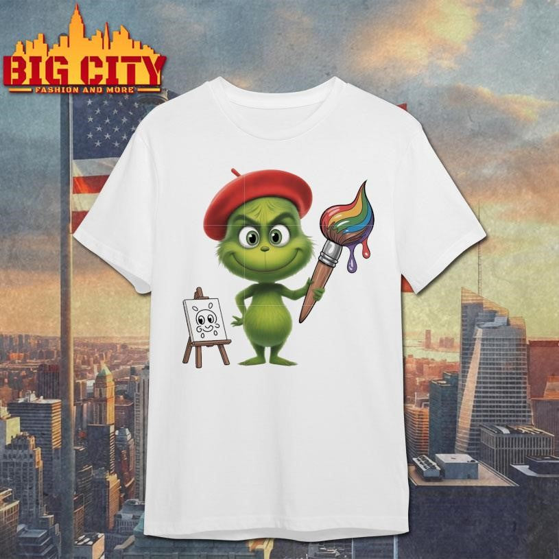 Chibi grinch painting christmas shirt Unisex T-shirt, Sweatshirt, Hoodie, Long Sleeve Tee - T-Shirt, Sweatshirt, Hoodie