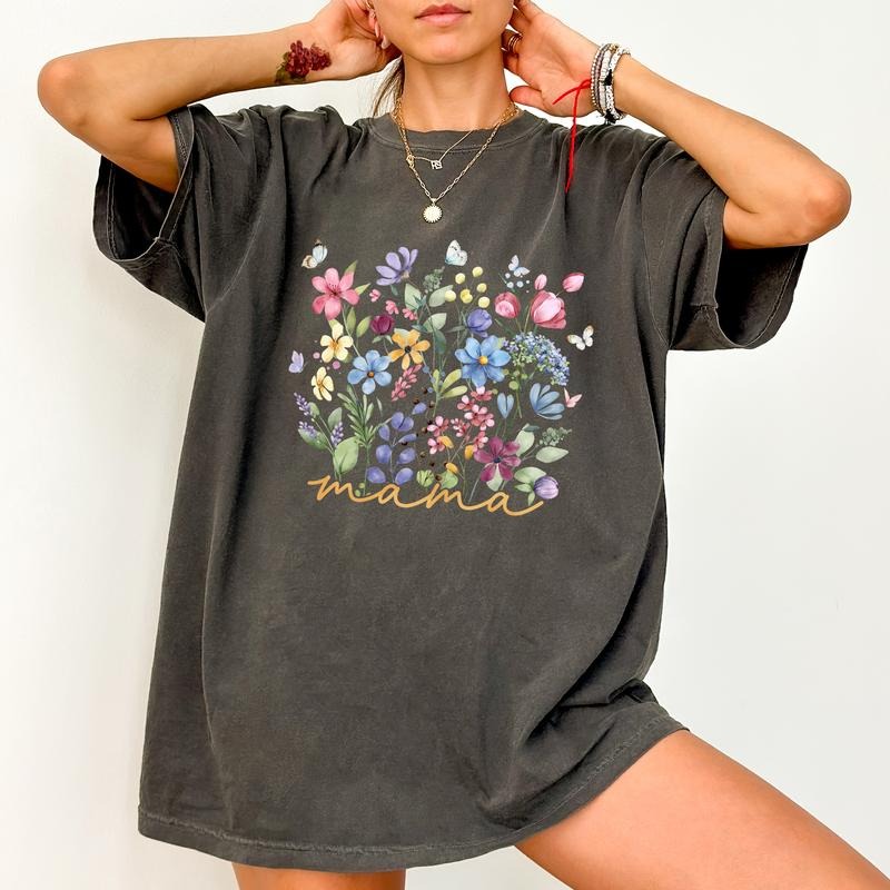 ChicCotton Floral Mama Comfort Colors Shirt Mama Wildflower Mom Womenswear T-Shirts, Hoodie, Sweatshirt - T-Shirt, Sweatshirt, Hoodie
