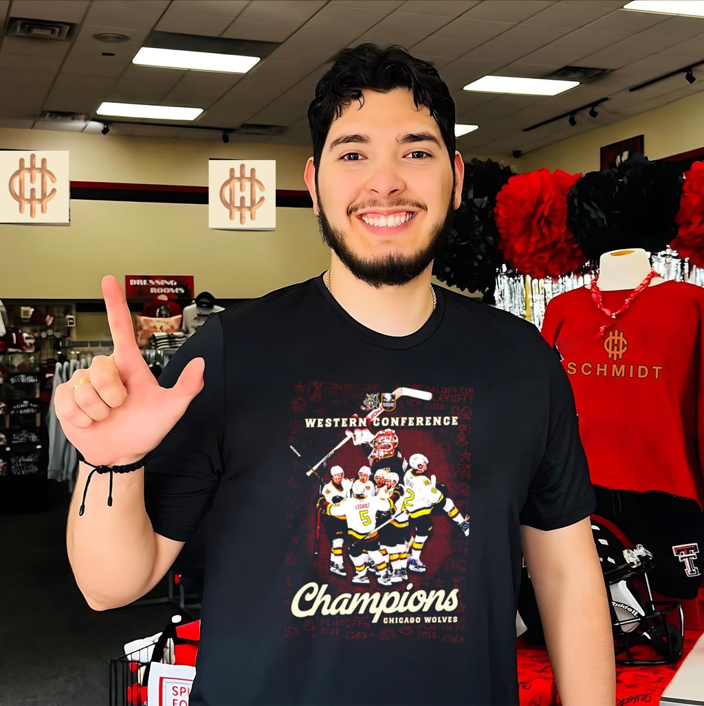 Chicago Wolves 2026 Western Conference Champions poster shirt Unisex T-shirt, Sweatshirt, Hoodie, Long Sleeve Tee - T-Shirt, Sweatshirt, Hoodie