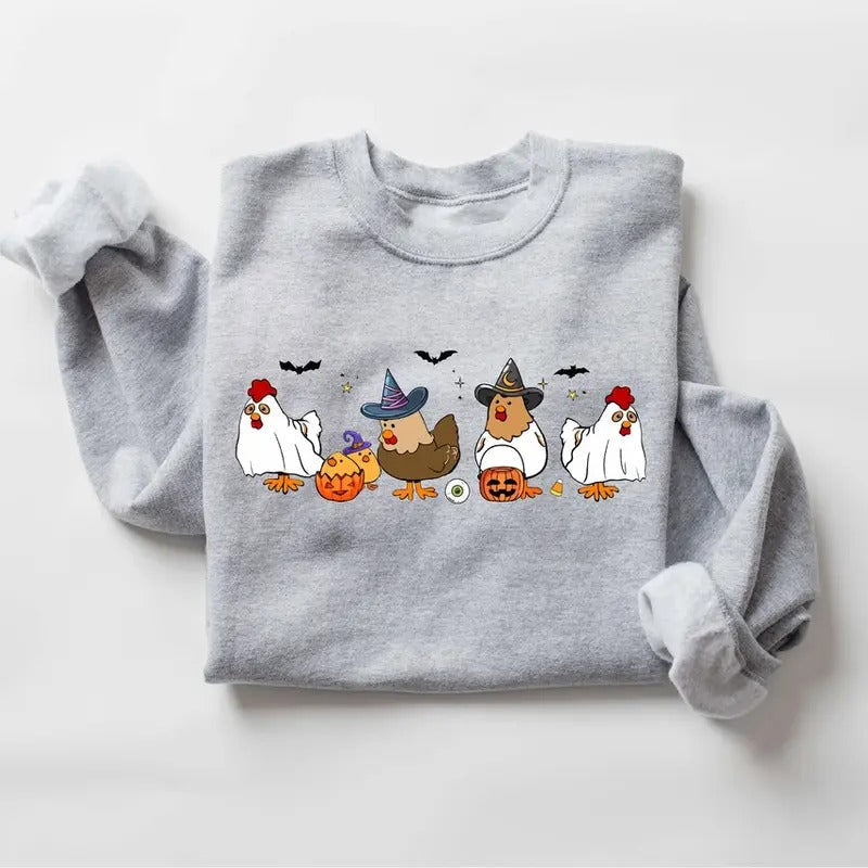 Chicken Halloween Halloween Ghost Chicken Spooky Chicken Halloween Cotton T-Shirts, Hoodie, Sweatshirt - T-Shirt, Sweatshirt, Hoodie