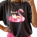 Chihuahua Flamingo Float Dog Shirt ~ Relaxed Fit Printed USA Womenswear Casual Comfort Cotton Top Athletic Boho Chic T-Shirts, Hoodie, Sweatshirt - T-Shirt, Sweatshirt, Hoodie