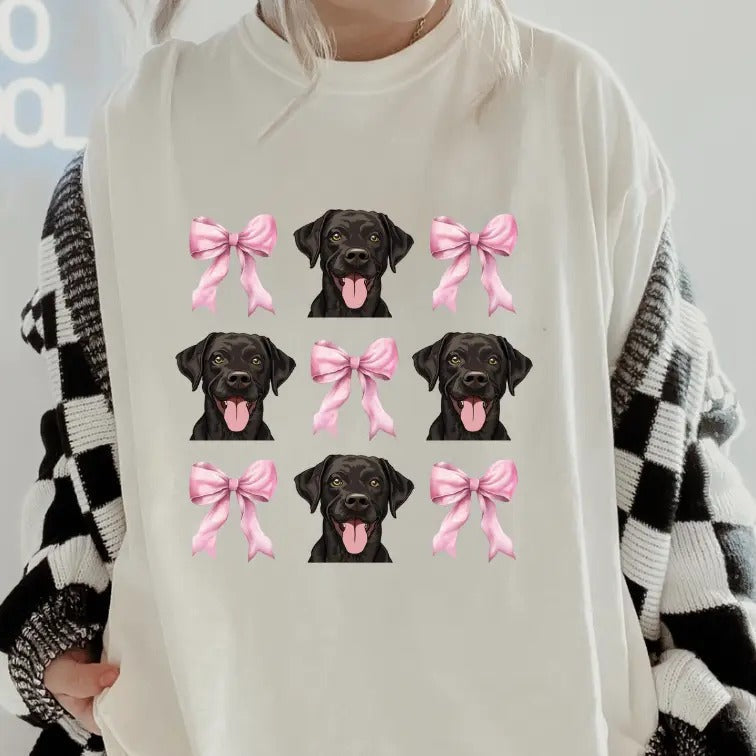 Chocolate Lab Bows Shirt ~ Relaxed Fit Printed USA Womenswear Casual Comfort Cotton Top Athletic Boho Chic T-Shirts, Hoodie, Sweatshirt - T-Shirt, Sweatshirt, Hoodie