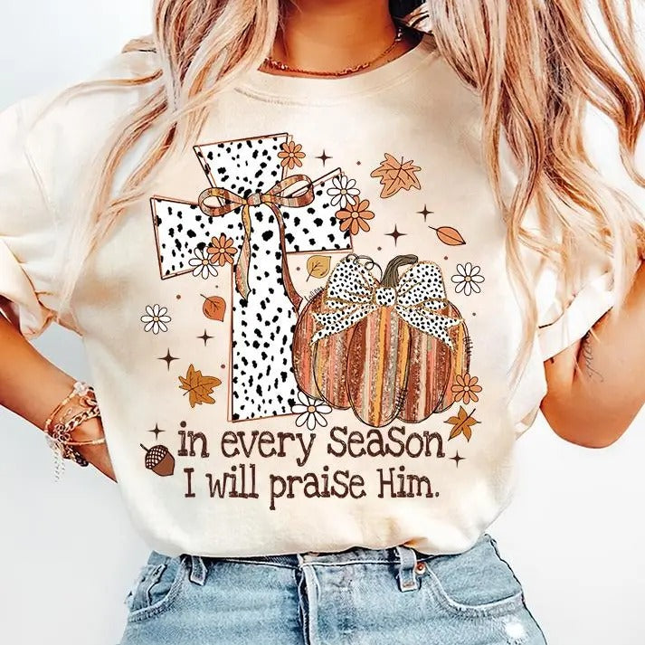 Christian Fall Coquette Gold Glitter Pumpkin Jesus Cross Dalmatian Dots Praise Him T-Shirts, Hoodie, Sweatshirt - T-Shirt, Sweatshirt, Hoodie