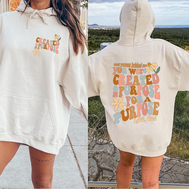 Christian Created Purpose Religious Hooded Bible Verse Groovy Shirt Christian Woman T-Shirts, Hoodie, Sweatshirt - T-Shirt, Sweatshirt, Hoodie