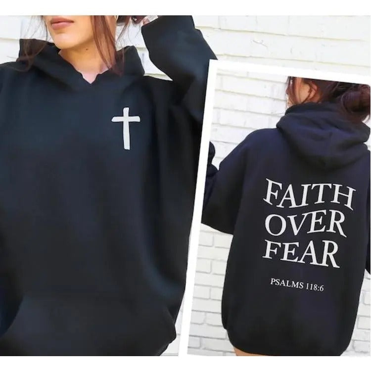 Christian Bible Verse Shirt Faith Over Fear Shirt Hooded Faith Faith Based Shirt Scripture Cross ; Cotton Menswear Polyester Tops T-Shirts, Hoodie, Sweatshirt - T-Shirt, Sweatshirt, Hoodie