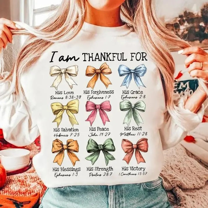 Christian Pumpkin Halloween Coquette Bow Thankful Pumpkin Shirt Cotton T-Shirts, Hoodie, Sweatshirt - T-Shirt, Sweatshirt, Hoodie