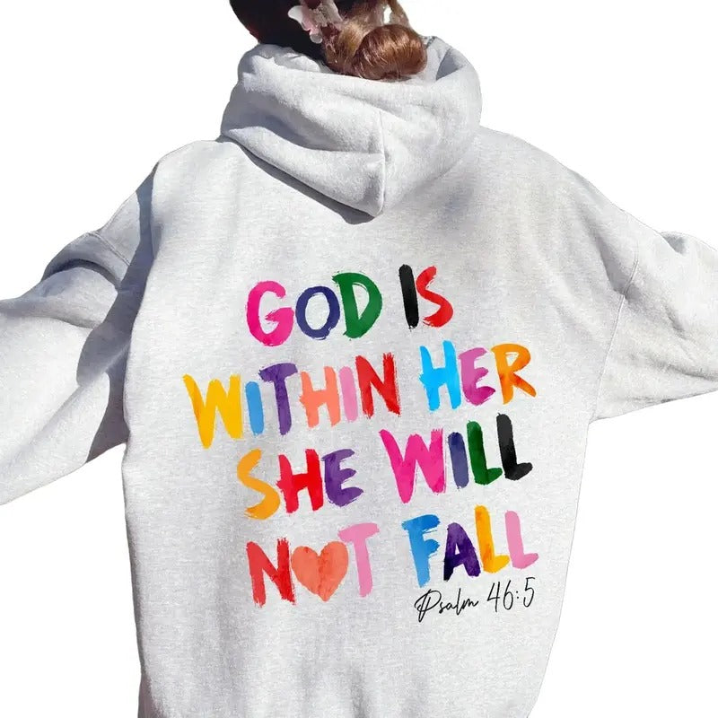 Christian God Is Within Her She Will Not Fall Sweat Christian Bible Verse Cotton Cotton Polyester Womenswear T-Shirts, Hoodie, Sweatshirt - T-Shirt, Sweatshirt, Hoodie