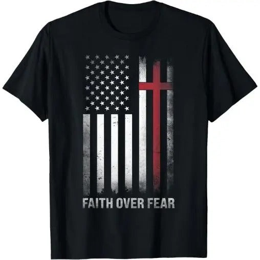 Christian US USA Flag American Christ Faith Over Fear Cross Made USA T-Shirts, Hoodie, Sweatshirt - T-Shirt, Sweatshirt, Hoodie