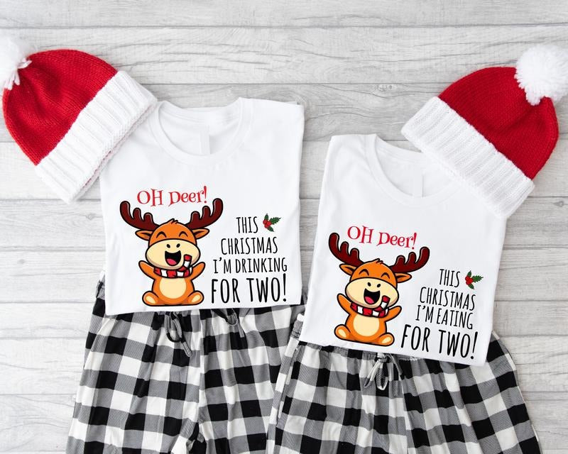 Baby Reveal Party Shirt Oh Deer! This I'M Drinking Two Shirt Parents Be Xmas I'M Eating Two Baby Announcement T-Shirts, Hoodie, Sweatshirt - T-Shirt, Sweatshirt, Hoodie