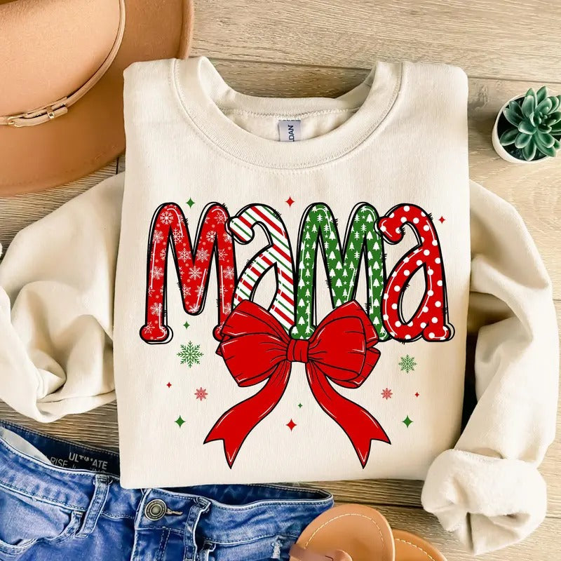 Coquette Bow Mama Coquette Mama Claus Merry Mama Candy Cane Santa Hot Cocoa Retro Retro Shirt Winter Shirts T Shirt Clothes Season T-Shirts, Hoodie, Sweatshirt - T-Shirt, Sweatshirt, Hoodie