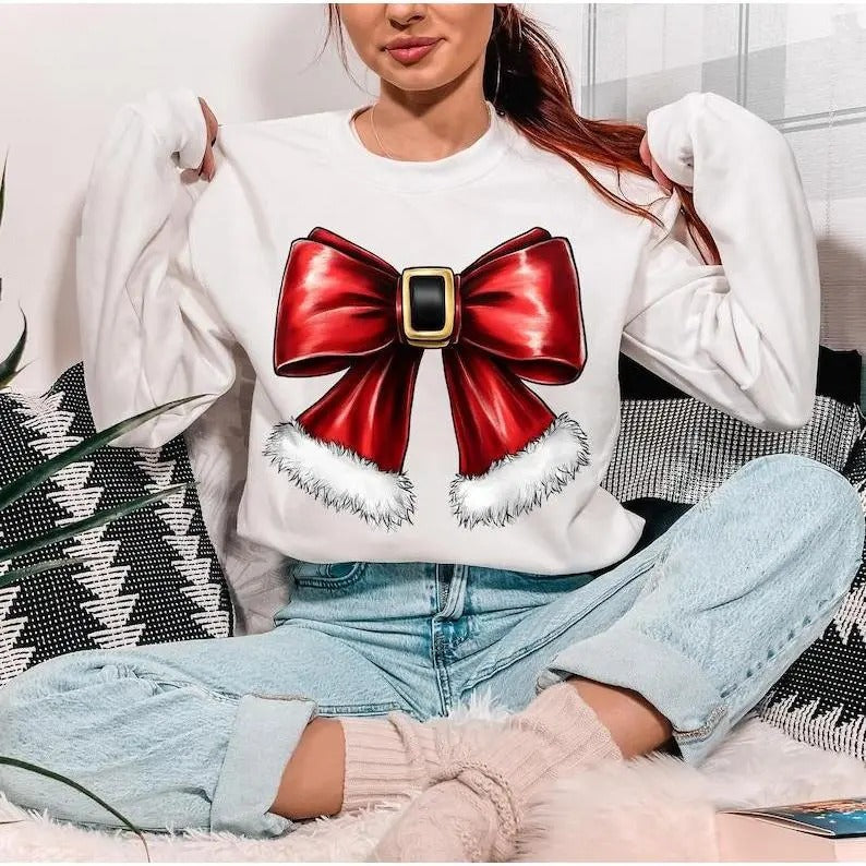 Coquette Bow Santa Bow Shirt Sublimation T-Shirts, Hoodie, Sweatshirt - T-Shirt, Sweatshirt, Hoodie