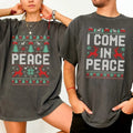 Couple Matching Comfort Colors I Come Peace Shirt Peace Humor Funny Couple Tops Xmas Party Outfits T-Shirts, Hoodie, Sweatshirt - T-Shirt, Sweatshirt, Hoodie