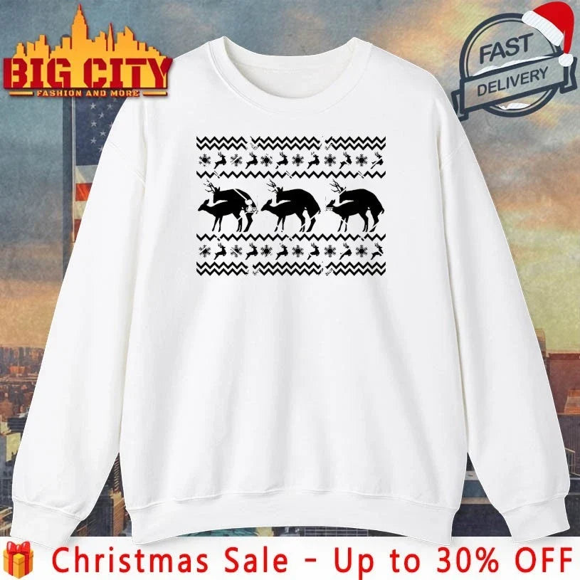Christmas Deer Seamless Pattern Floral Decoration Stock shirt Unisex T-shirt, Sweatshirt, Hoodie, Long Sleeve Tee - T-Shirt, Sweatshirt, Hoodie
