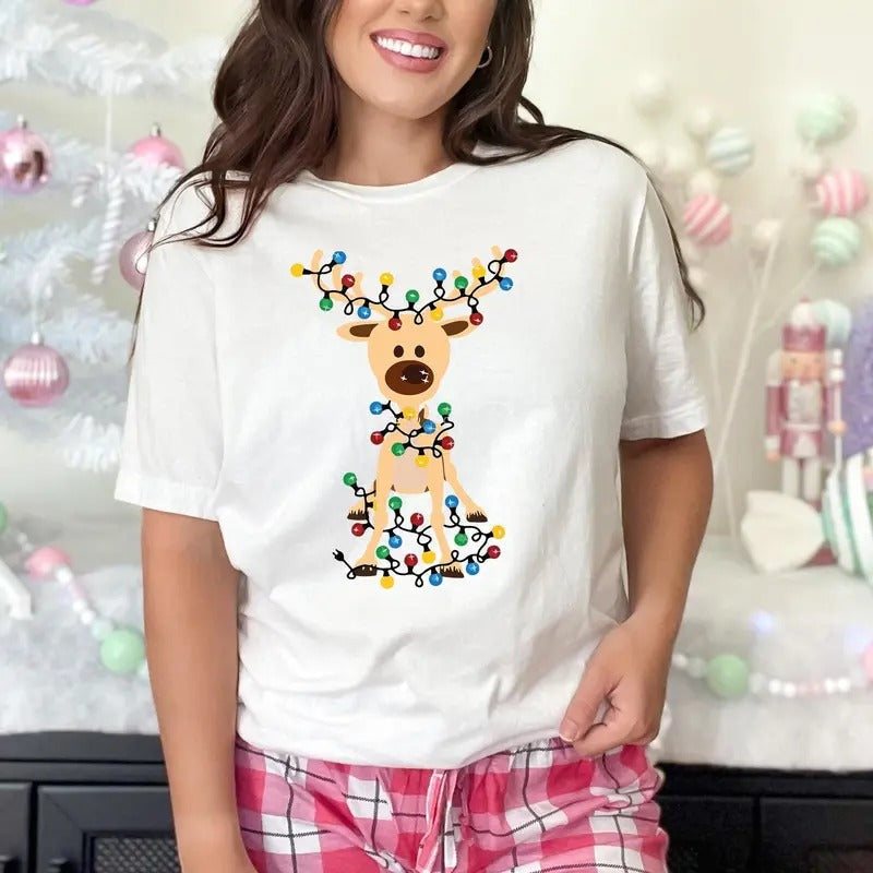 Deer Shirt Cute Shirt Lights Shirt Reindeer Shirt Animal Lover Shirt T-Shirts, Hoodie, Sweatshirt - T-Shirt, Sweatshirt, Hoodie