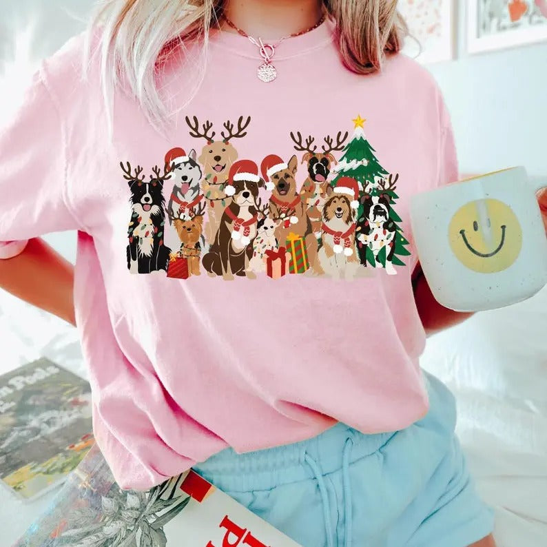Dogs Shirt Dog Lover Shirt Shirt Dog Cute Dog Lover Dog Mom Shirt Cotton Casual Round Neck Short Sleeve Top Outdoor & Daily T-Shirts, Hoodie, Sweatshirt - T-Shirt, Sweatshirt, Hoodie
