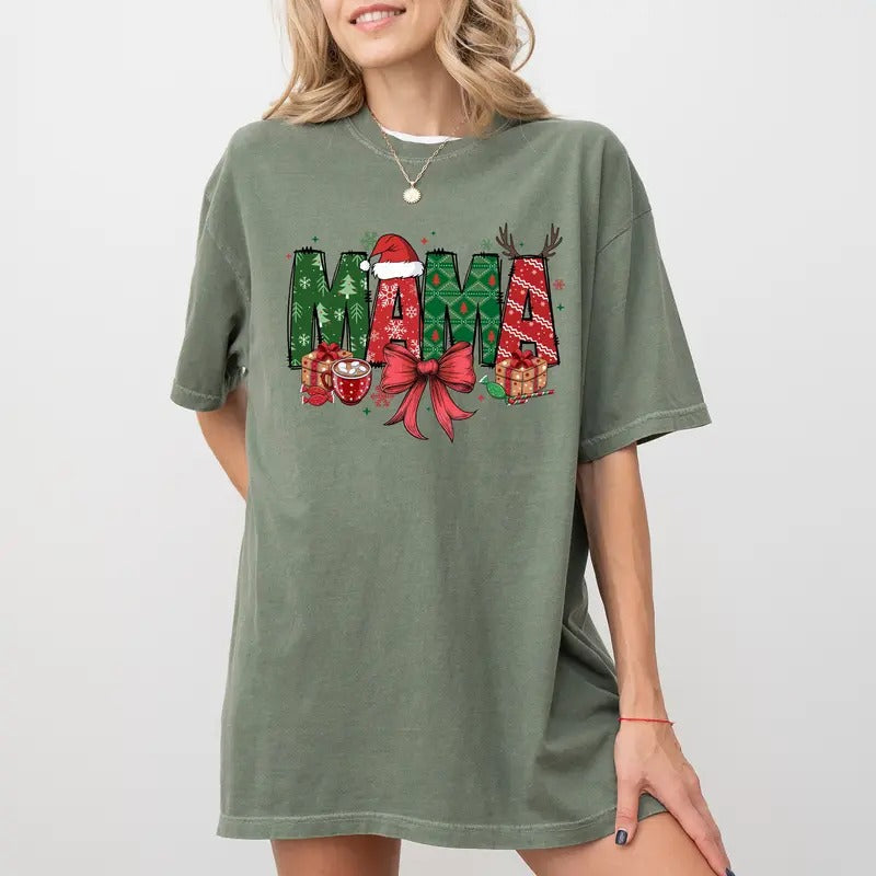 Mama Coquette Shirt Comfort Colors Mama Claus Xmas Shirt Mom Mama Womenswear T-Shirts, Hoodie, Sweatshirt - T-Shirt, Sweatshirt, Hoodie