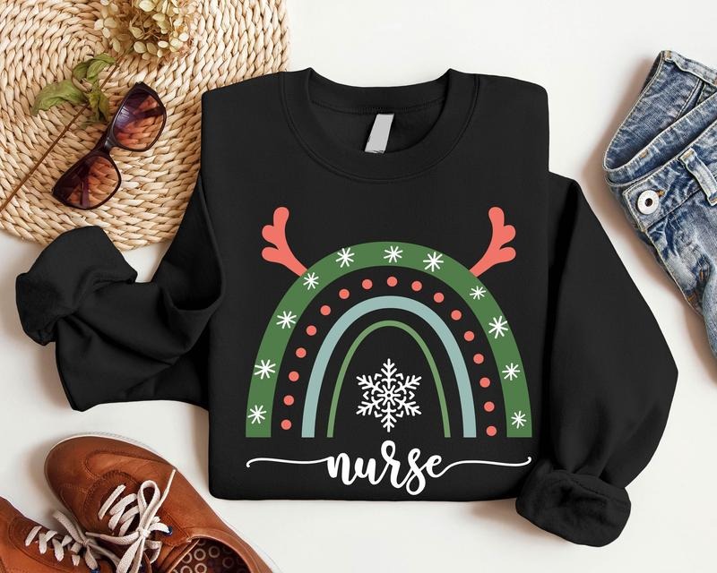 Nurse Rainbow Nurse Xmas Cute Nurse Xmas Nursing School Crew Xmas NICU Pediatric T-Shirts, Hoodie, Sweatshirt - T-Shirt, Sweatshirt, Hoodie