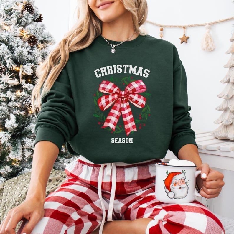 Season Bow Colorful Pajama Shirt Comfortable Xmas Shirt Gifted T-Shirts, Hoodie, Sweatshirt - T-Shirt, Sweatshirt, Hoodie