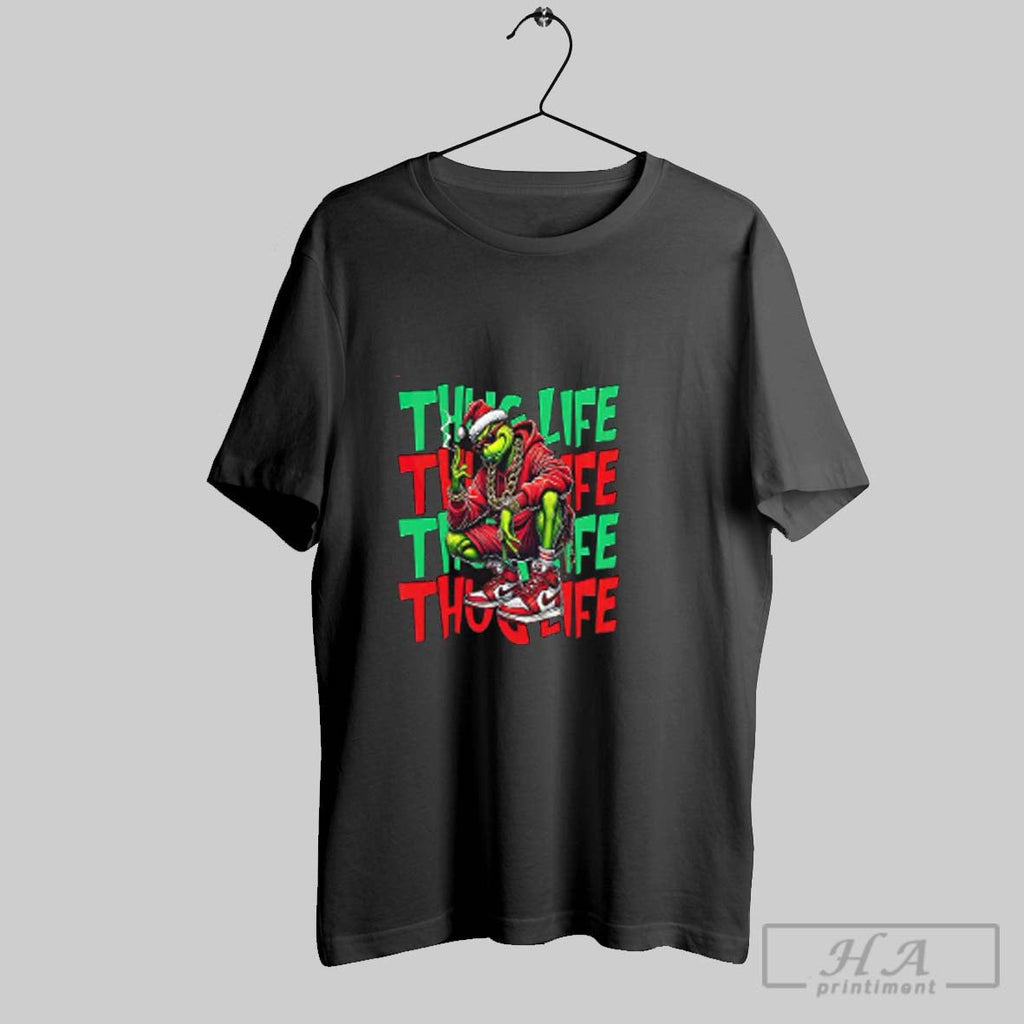 Christmas Thug Life Grinch Smoking Red Unisex T-shirt, Sweatshirt, Hoodie, Long Sleeve Tee - T-Shirt, Sweatshirt, Hoodie
