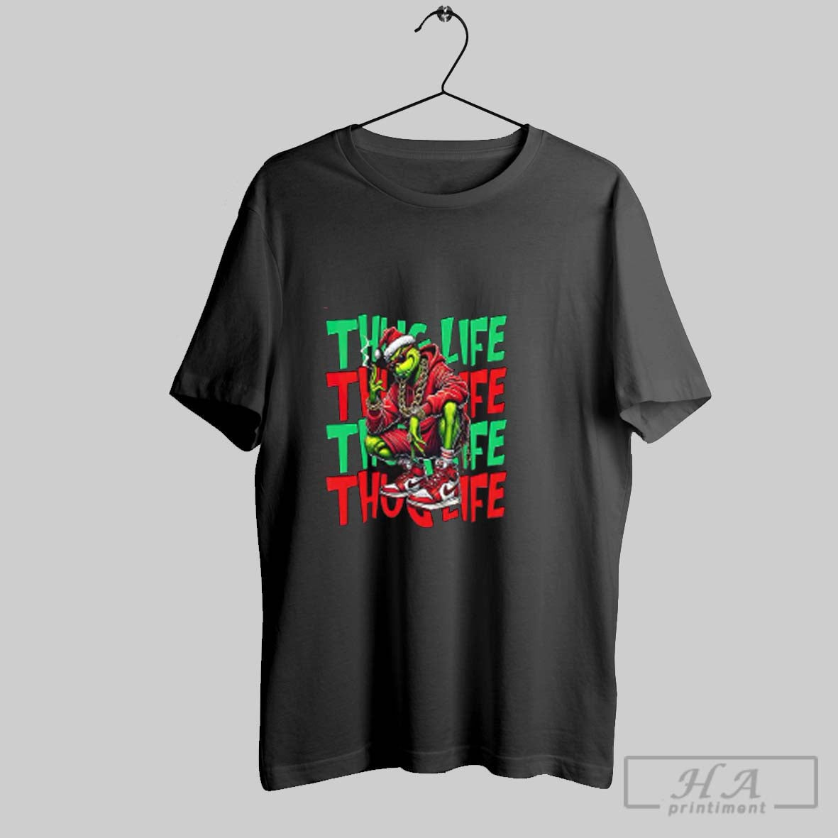 Christmas Thug Life Grinch Smoking Red Unisex T-shirt, Sweatshirt, Hoodie, Long Sleeve Tee - T-Shirt, Sweatshirt, Hoodie