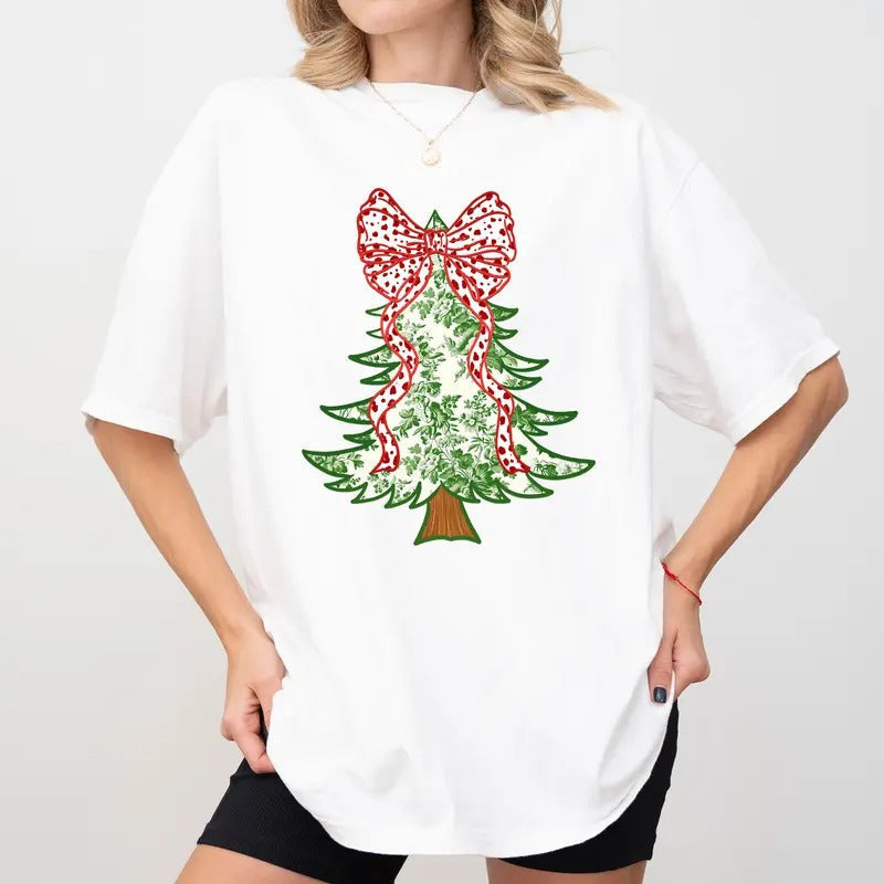 Tree Comfort Colors Shirt Green Grandmillennial Tree Coquette Bow Unhinged T-Shirts, Hoodie, Sweatshirt - T-Shirt, Sweatshirt, Hoodie