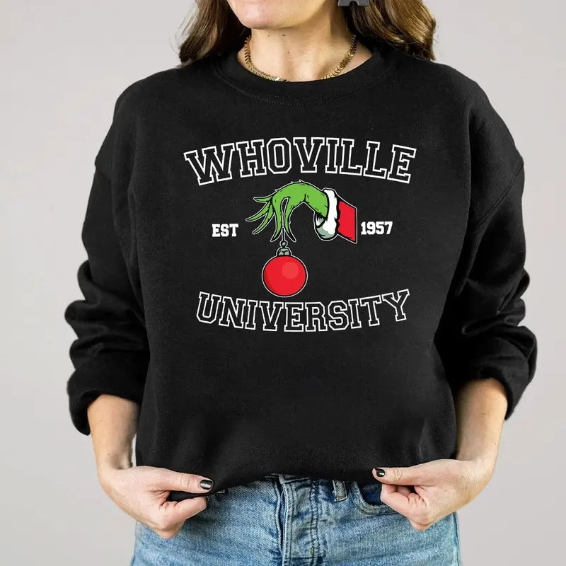 Whoville University Est1957 Loose Fit Medium Heavy Fabric 50% Cotton 50% Polyester T-Shirts, Hoodie, Sweatshirt - T-Shirt, Sweatshirt, Hoodie