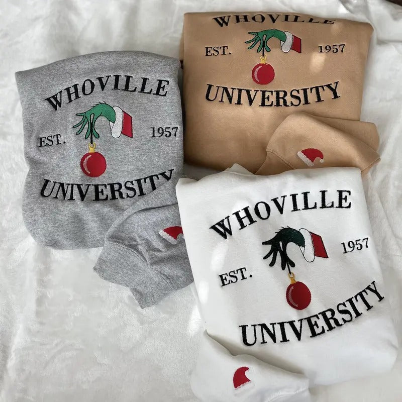 Whoville University Est1957 Loose Fit Medium Heavy Fabric 50% Cotton 50% Polyester Pulloverstyle{N002}2 T-Shirts, Hoodie, Sweatshirt - T-Shirt, Sweatshirt, Hoodie