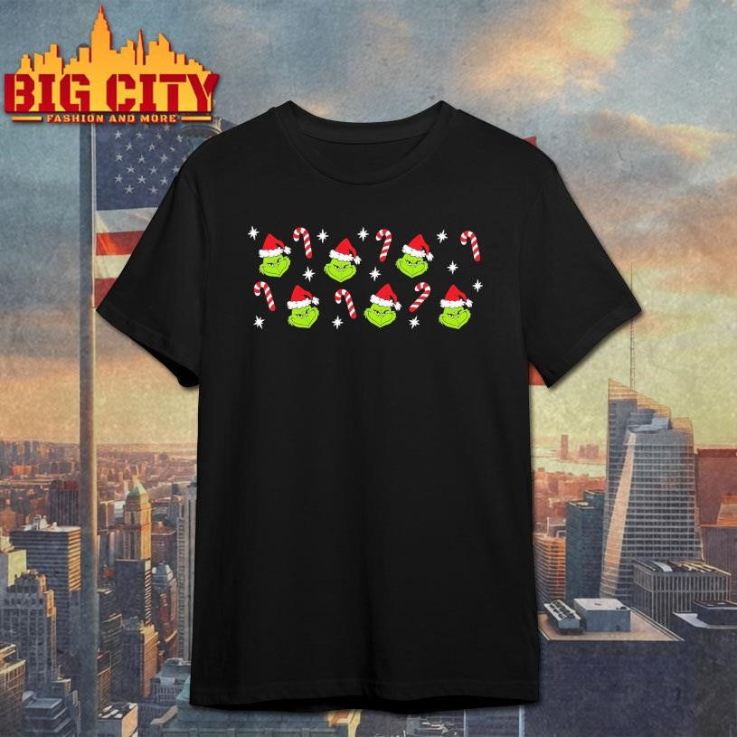 Christmas candy cane grinch head shirt Unisex T-shirt, Sweatshirt, Hoodie, Long Sleeve Tee - T-Shirt, Sweatshirt, Hoodie