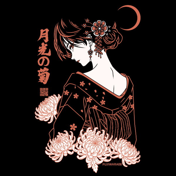 Chrysanthemums Under Moonlight Unisex T-shirt, Sweatshirt, Hoodie, Long Sleeve Tee - T-Shirt, Sweatshirt, Hoodie