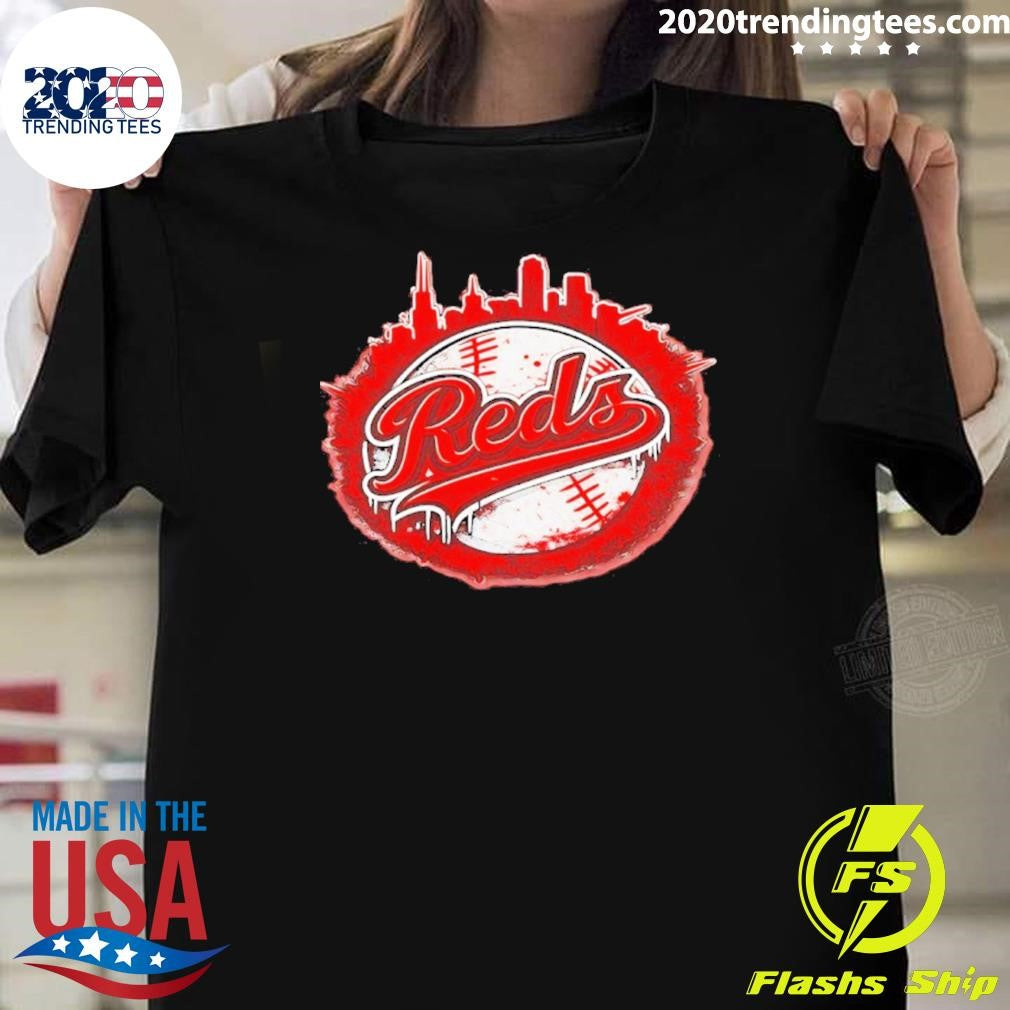 Cincinnati Reds Baseball City Skyline Shirt Unisex T-shirt, Sweatshirt, Hoodie, Long Sleeve Tee - T-Shirt, Sweatshirt, Hoodie