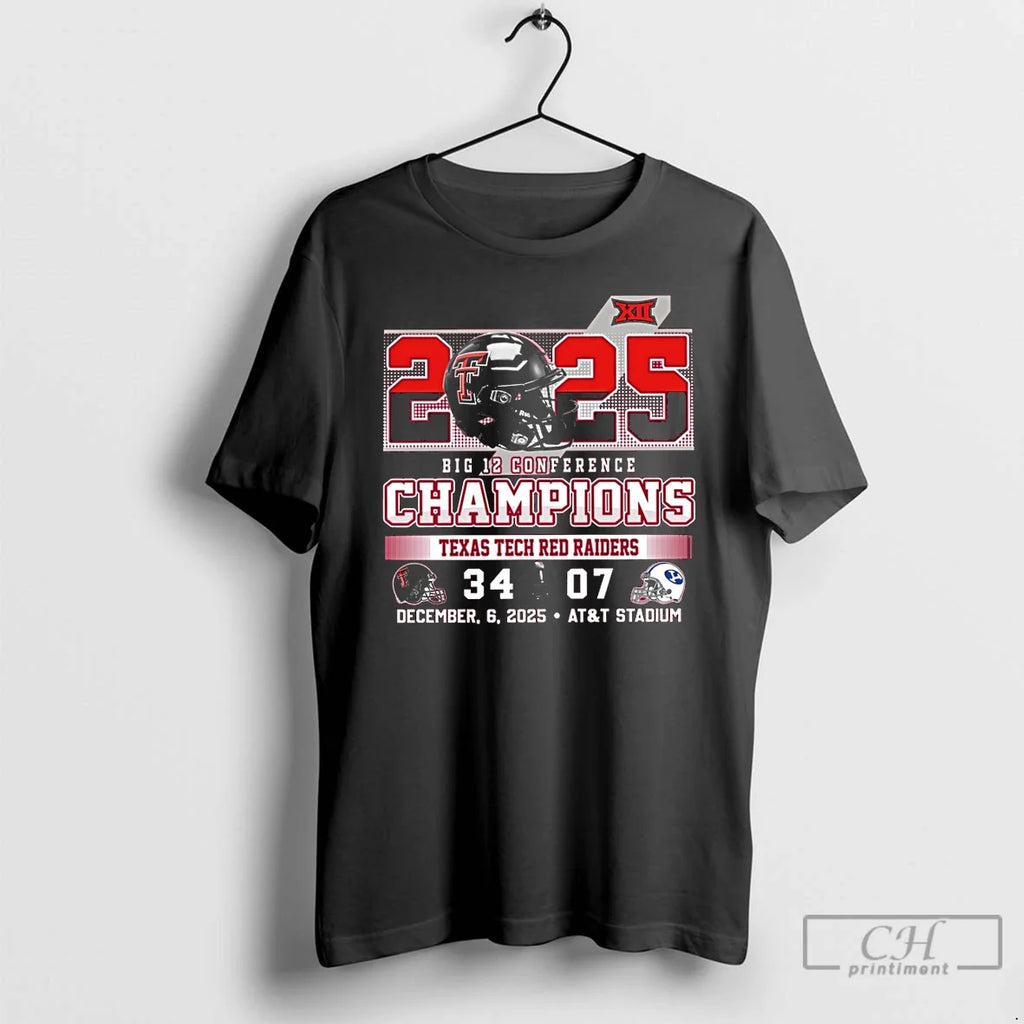 Classic 2025 Big 12 Conference Champions Texas Tech Red Raiders 34 Byu 07 T-Shirts, Hoodie, Sweatshirt - T-Shirt, Sweatshirt, Hoodie