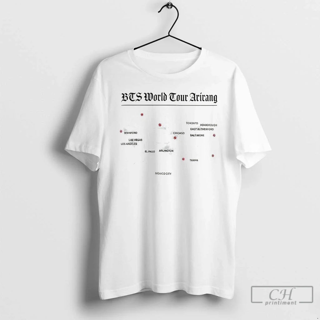 Classic Bts World Tour Arirang Map 2026 Unisex T-shirt, Sweatshirt, Hoodie, Long Sleeve Tee - T-Shirt, Sweatshirt, Hoodie