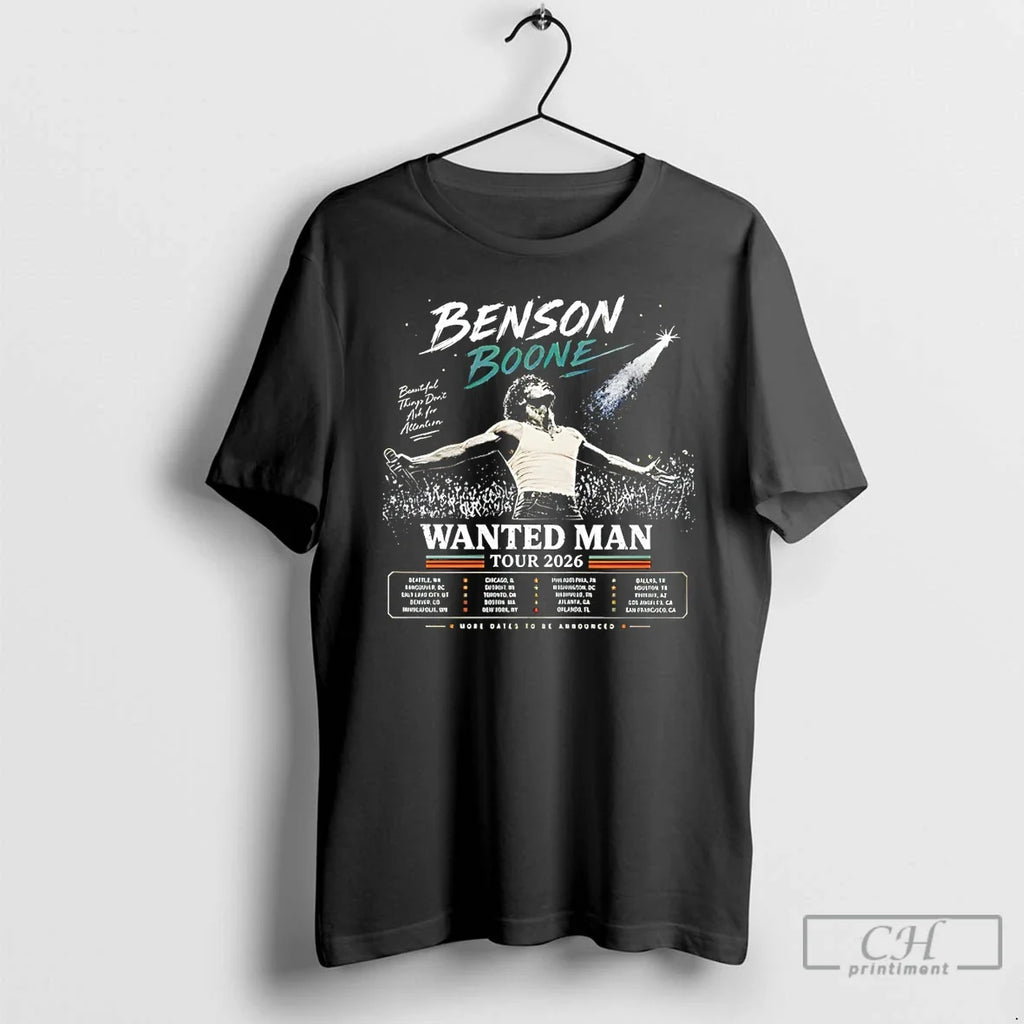 Classic Benson Boone Wanted Man World Tour 2026 Vintage Unisex T-shirt, Sweatshirt, Hoodie, Long Sleeve Tee - T-Shirt, Sweatshirt, Hoodie